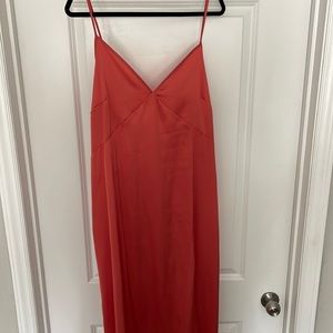 Large Coral silk dress